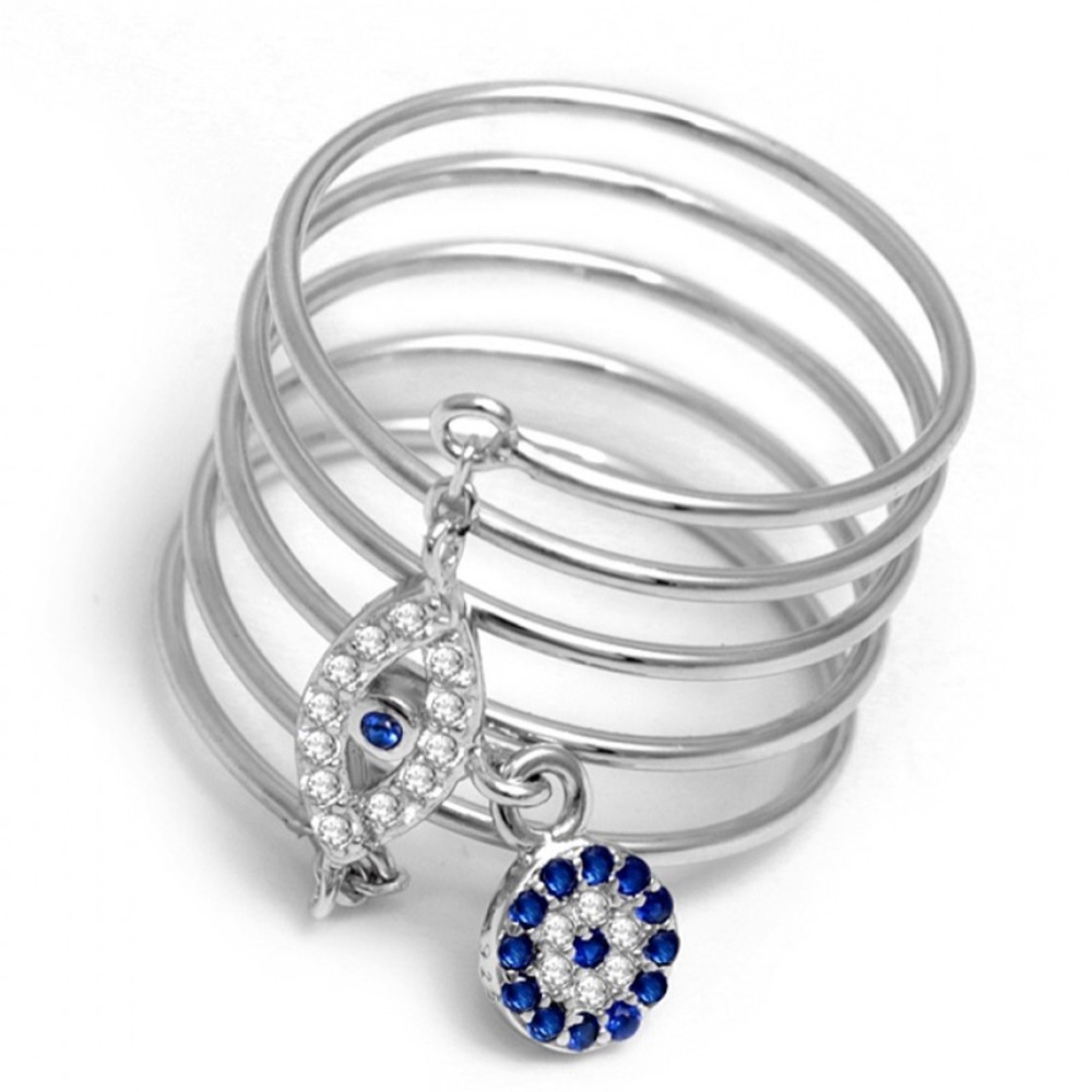 Evil Eye Ring with Dangle Charm